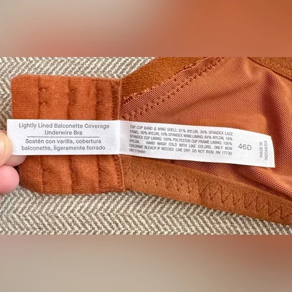 Auden Lightly-Lined Balconette Underwire Bra - Size 46D NWT - Picture 10 of 13